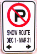 No Parking Snow Route