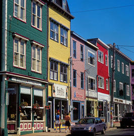 Colourful boutiques in downtown St. John's