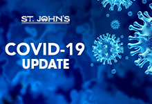 image is blue with white text that reads 'COVID-19 Update'