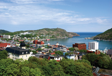 Panoramic view of downtown St. John's and the Harbour