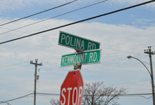 road signs at intersection Polina Road and Kenmount Road
