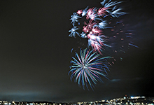 fireworks above Quidi Vidi Lake, photo by Crockwell