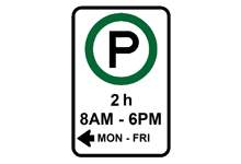 Timed free parking zone 2 hour sign
