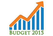 Budget 2015 icon bar graph with arrow