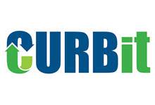 Curbit logo in blue and green with arrow in the C