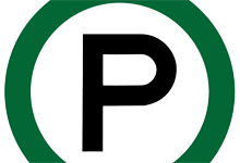 green circle with a "P" for parking