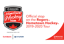 Rogers Hometown Hockey Tour logo with text Official stop on the Rogers Hometown Hockey 2019-2020 Tour