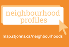 image is orange with a white text box that says 'neighbourhood profiles'