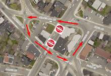Aerial photo of Rawlins Cross Traffic circle