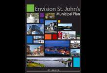 a collage of photos on a black background with text that reads 'Envision St. John's Municipal Plan'