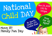 National child day poster, image if a child with speech balloons