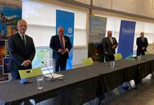 Image show the Mayors of St. John's, Mount Pearl, Paradise and CBS standing behind a table