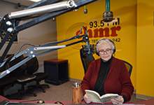 Mary Dalton at CHMR-FM recording her Poetry Podcast