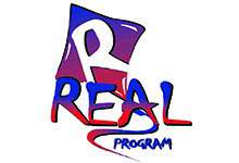 REAL Program logo. Blue and red kite with text REAL Program