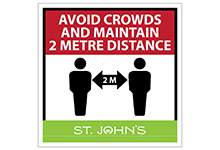 avoid crowds and maintain 2 metre distance