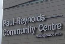 Paul Reynolds Community Centre sign on front of building