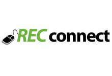 logo for RECconnect, on the left a black computer mouse is connected to the first letter of the word RECconnect