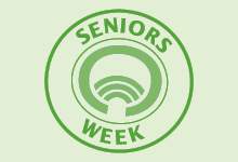 Green logo with text that says 'Seniors Week'