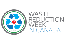 Recycling symbol and text waste reduction week in Canada