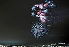 fireworks above Quidi Vidi Lake, photo by Crockwell