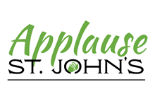 Image is white with green italic text that reads 'Applause' and black text reads 'St. John's'