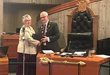 Sister Elizabeth Rachel Lee (Betty Rae) receives the Senior of the Year award from Mayor Danny Breen.