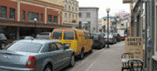 Vehicles parked along Water Street